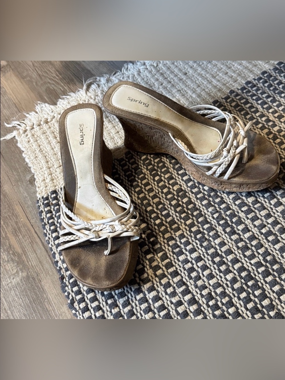 Vintage Spring (Call It Spring) strappy platform wedge slide sandals